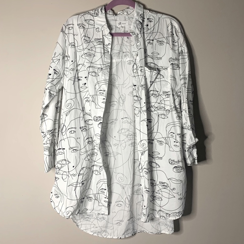 Reserved Long Sleeve Button Up with Faces S